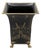 1980s Hand‑Painted Black & Gold Chinoiserie Metal Cachepot / Wastebasket With Brass Paw Feet - Palm Beach Chic, Grandmillennial & Traditional . For Sale