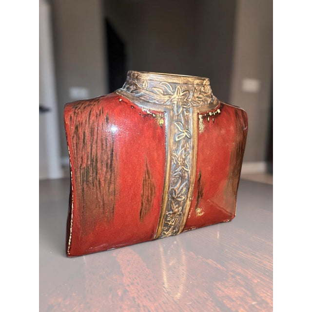 Asian Vintage Asian Jacket Ceramic Vase in Oxblood Glaze For Sale - Image 3 of 12