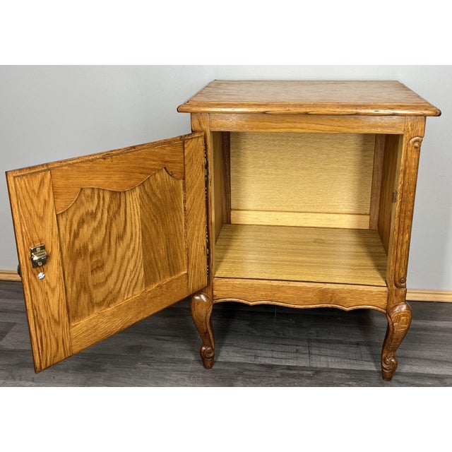 Brown Vintage French Louis XVI Style Oak Bedside Tables, Set of 2 For Sale - Image 8 of 13