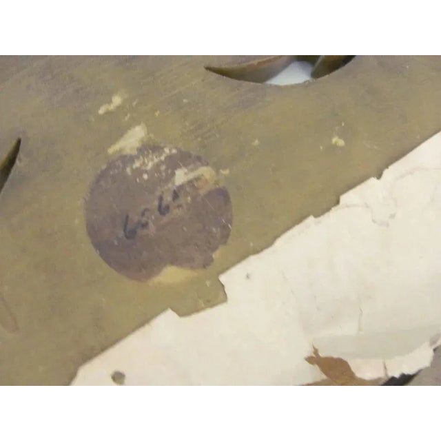 Vintage Italian Painted and Ink Decorated Narrow Mirror Mustard Color For Sale - Image 9 of 10