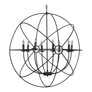 Industrial Black Orb Chandelier For Sale