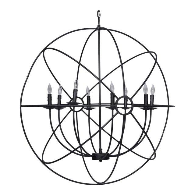 Industrial Black Orb Chandelier For Sale