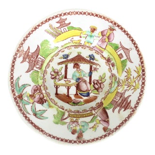 Vintage Hand Painted Chinoiserie Dish For Sale