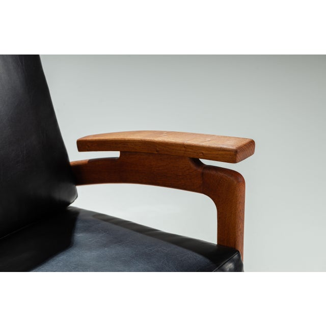 Belgian Lounge Chairs in Oak with Leather Cushions, 1960s, Set of 2 For Sale - Image 13 of 17