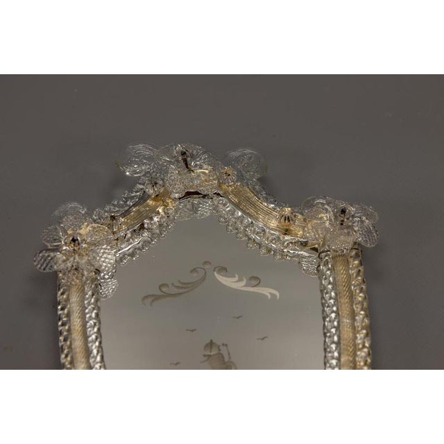 Italian Venetian Wall Mirror with Glass Frame and Candleholder, 1930s For Sale - Image 13 of 18