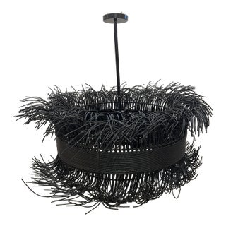 Arteriors Filamento Black Rattan Chandelier For Sale