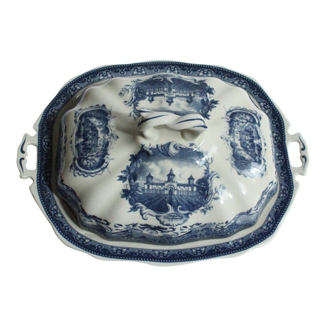 Victora Ware Flow Blue Style Ironstone Vegetable Dish For Sale
