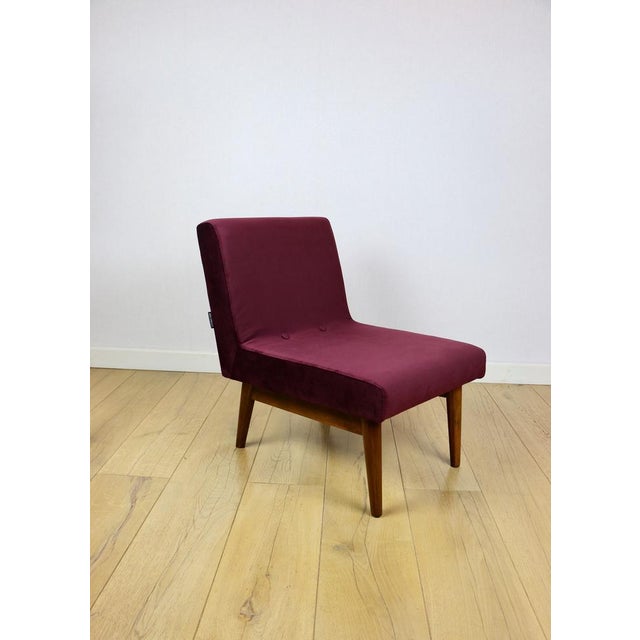 Vintage Loft Armchair in Burgundy Wine Velvet, 1970s For Sale - Image 11 of 12