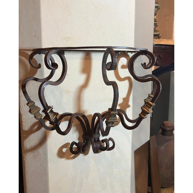 19th Century Italian Wrought Iron Wall Brackets, Set of 2 For Sale - Image 3 of 13