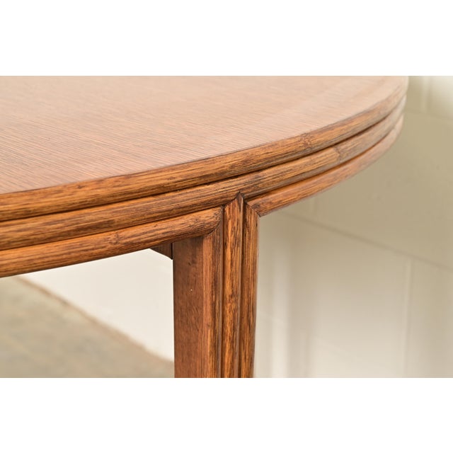 McGuire Hollywood Regency Organic Modern Oak and Bamboo Rattan Dining or Game Table For Sale - Image 9 of 12