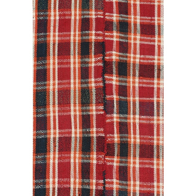 1950s Vintage Persian Kilim in Red With Plaid Multicolor Stripes by Rug & Kilim For Sale In New York - Image 6 of 8