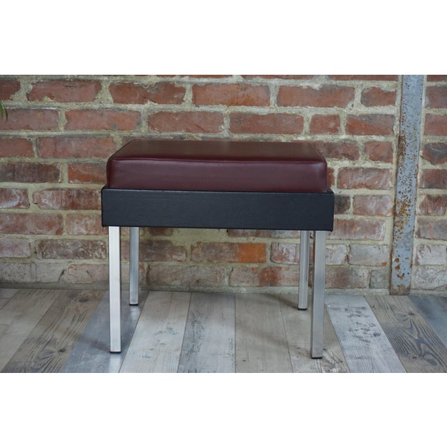 Chrome and Faux Leather Stool from Strafor, 1950s For Sale - Image 4 of 5