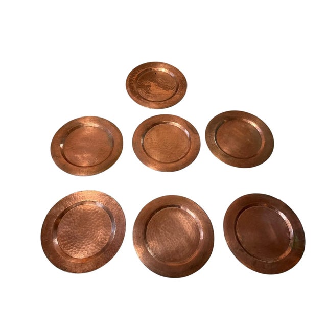 Early 20th Century Eight Antique Hand Hammered Copper Chargers - Set of 8 For Sale - Image 4 of 4