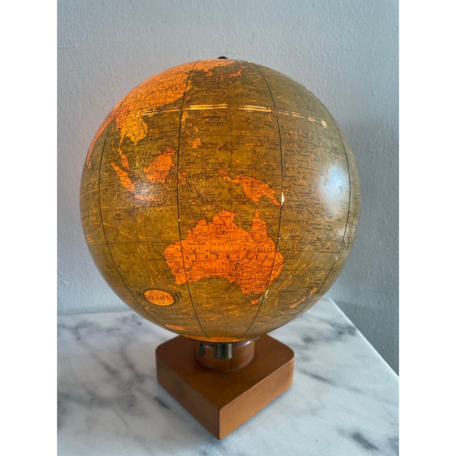1941 George F Cram Terrestrial Glass Illuminated Globe For Sale - Image 9 of 11
