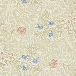 Morris & Co Larkspur Wallpaper in Manilla/Old Rose - a Sample For Sale