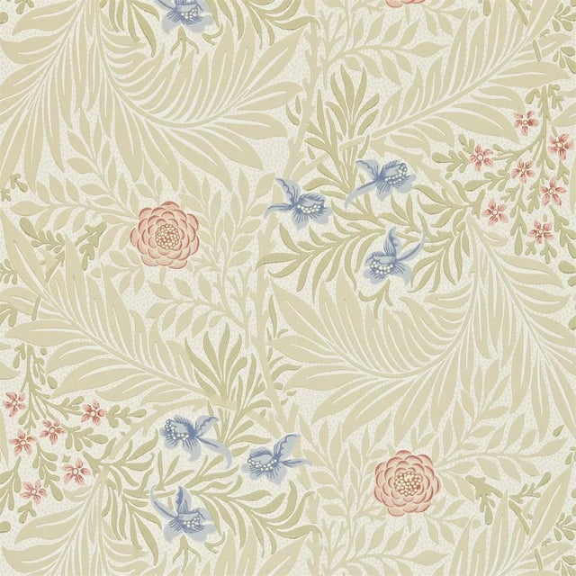 Morris & Co Larkspur Wallpaper in Manilla/Old Rose - a Sample For Sale