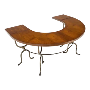 Half Round Horse Shoe Shape Drop Leaf Ends Serving Writing Library Gallery Table