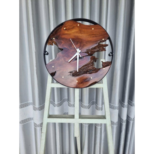 Brown Orbit of Time – One-of-a-Kind Handcrafted Driftwood Wall Clock Sculpture For Sale - Image 8 of 18