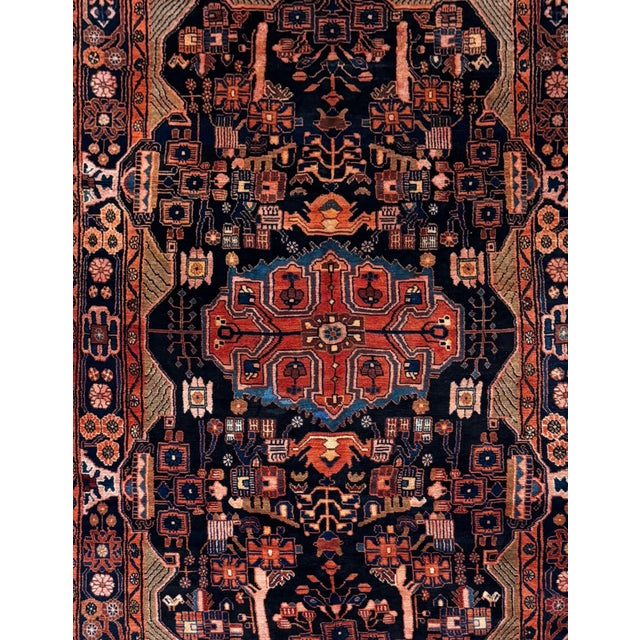 Persian Antique Persian Nahavand Hand-Knotted Wool Rug 5'2" X 10'2" For Sale - Image 3 of 5