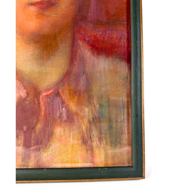 Mid 20th Century Vintage Mid 20th Century Modern Pastel Drawing Portrait of a Man For Sale - Image 5 of 6