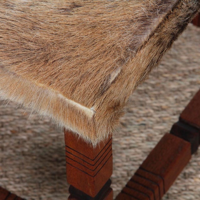 Wood and Leather Stool For Sale - Image 5 of 8