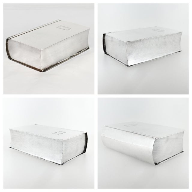 Antique Watrous Sterling Silver Hand-Hammered Figural Book Box With Wood Liner For Sale - Image 16 of 16