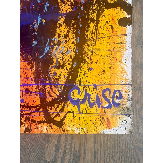 Abstract 1970s Vintage Hendrik Grise Original Mixed Media Painting For Sale - Image 3 of 3
