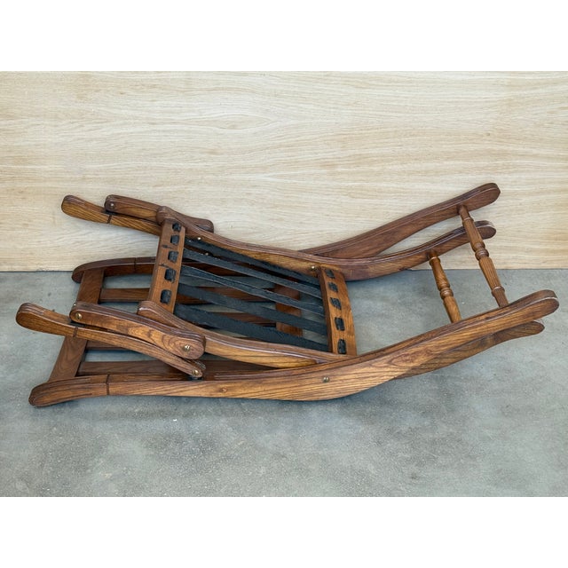 1930s French Wooden Folding Armchair With Upholstered Cushions For Sale - Image 10 of 14