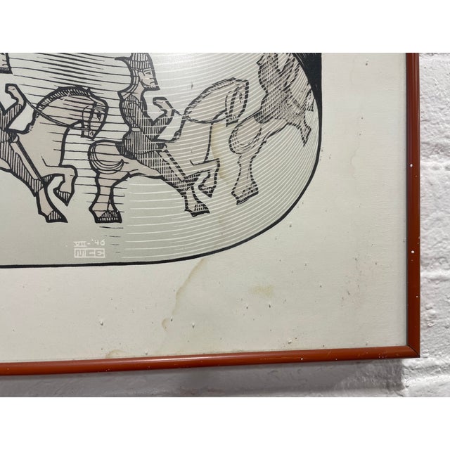 Mid Century Modern Framed m.c. Escher Horsemen Print | Vintage MCM Art For Sale - Image 11 of 15