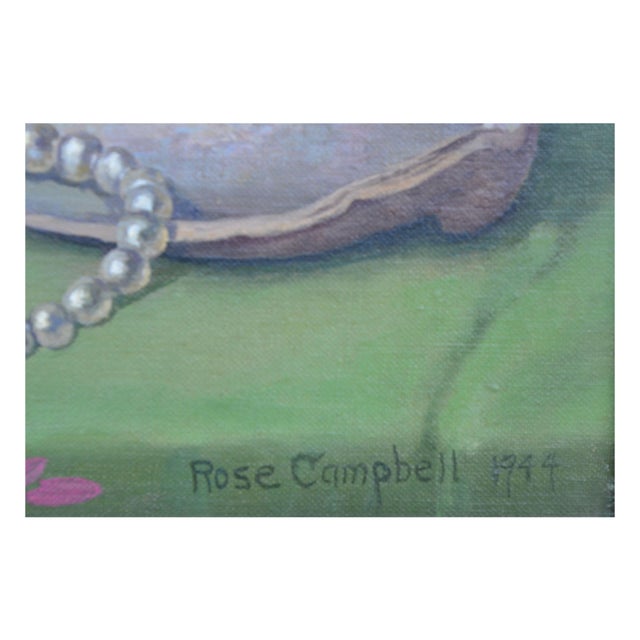 Geranium and Abalone Shell Still Life by Rose Campbell For Sale - Image 4 of 4