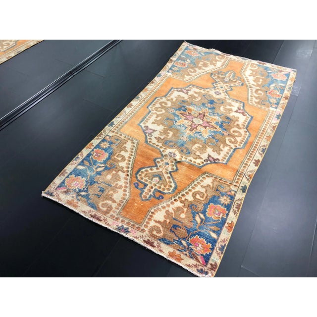 Vintage Turkish Anatolian Orange Rug For Sale - Image 4 of 11