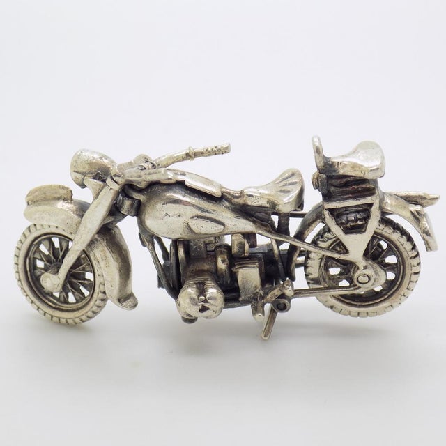 1970s Vintage Italian Handmade 925 Sterling Silver American Motorbike, Tuscany, 1970s For Sale - Image 5 of 11