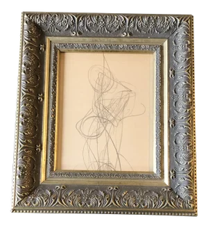 Vintage Original Abstract Nude Figure Study Drawing Frame 1960’s