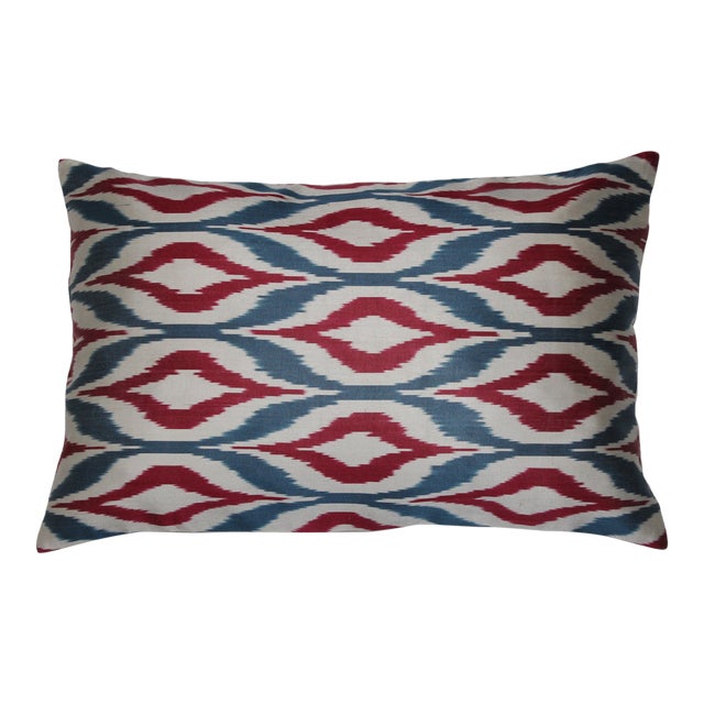 Contemporary Silk Ikat Pillow Cover Bohemian Pillow For Sale