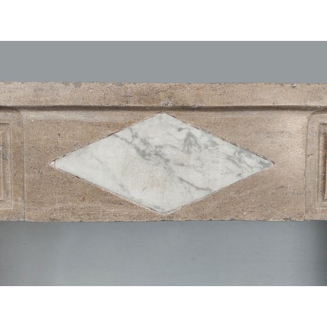 Antique French Burgundian Stone Fireplace with Marble Inlays For Sale - Image 6 of 18