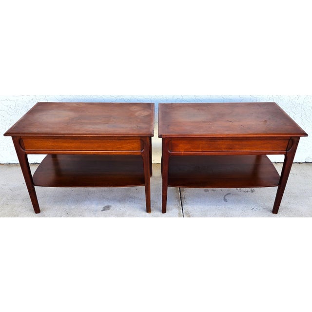 Mid Century Walnut End Tables Pair MCM For Sale - Image 10 of 12