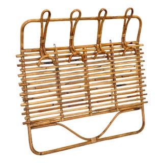 Bamboo Wicker Coat Rack, 1970s For Sale