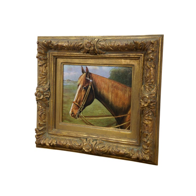Realism Vintage Equestrian Horse Print Portrait Realism Framed Sport Hunting 17" For Sale - Image 3 of 11