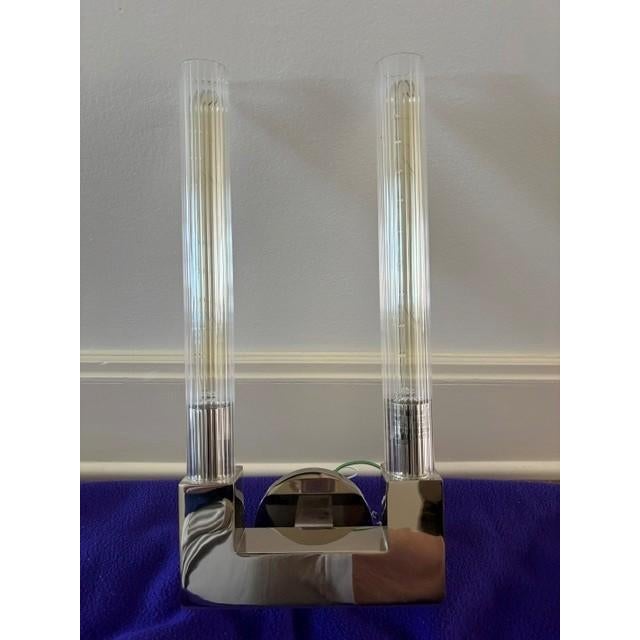 Contemporary Restoration Hardware Cannele Bronze Sconces – Sculptural Fluted Wall Lights - a Pair For Sale - Image 3 of 9