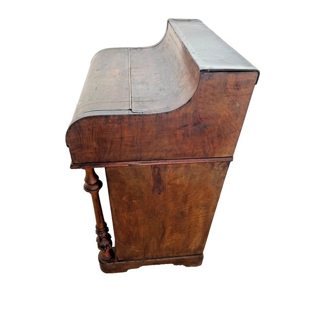 Antique Davenport Captain's Desk Locking Top and Cabinet, Easel, Shelves, Inlay For Sale - Image 9 of 12