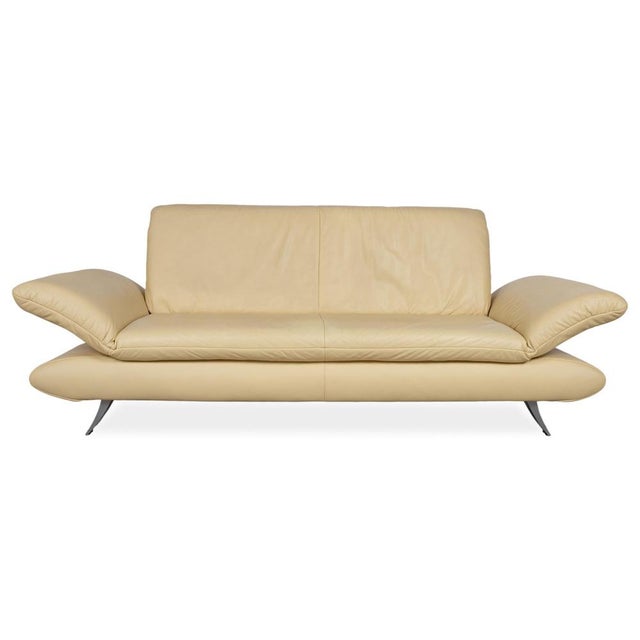 Rossini 3-Seater Sofa and Armchairs in Yellow Leather from Koinor, Set of 3 For Sale - Image 4 of 18