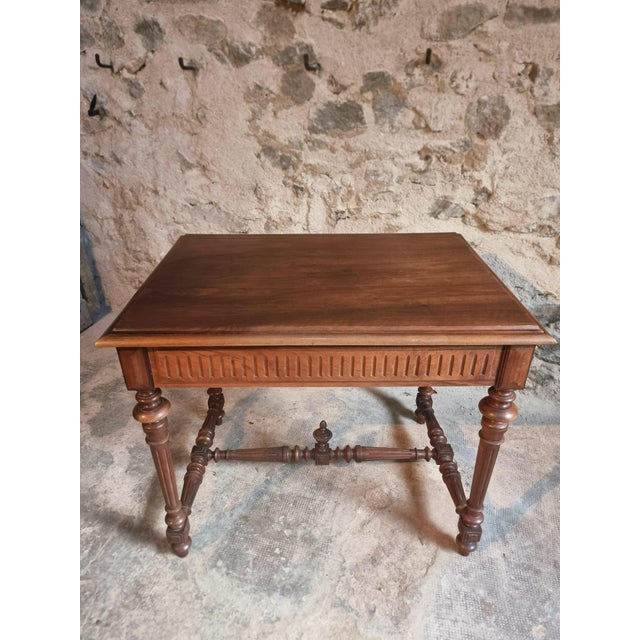 French Walnut Writing Table with Drawer, 1930 For Sale - Image 15 of 16
