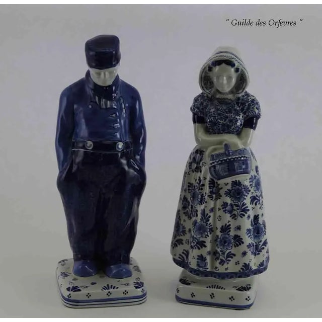 1960s 1960’s Vintage Delft Figurine-Peasant, With Blue Floral Decoration For Sale - Image 5 of 9