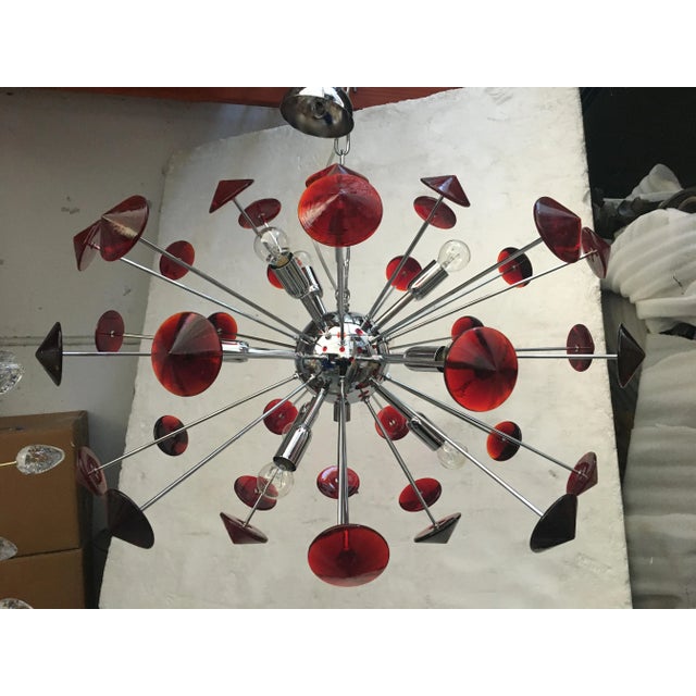 Italian Handmade Murano Glass Red Sputnik Chandelier from Simoeng For Sale - Image 9 of 13