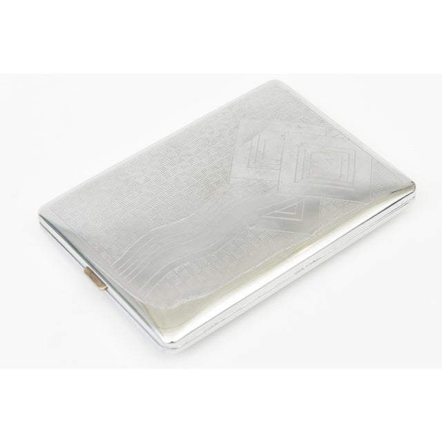 Art Deco Vintage Art Deco Silver Tooled Card Case, 1930's For Sale - Image 3 of 12
