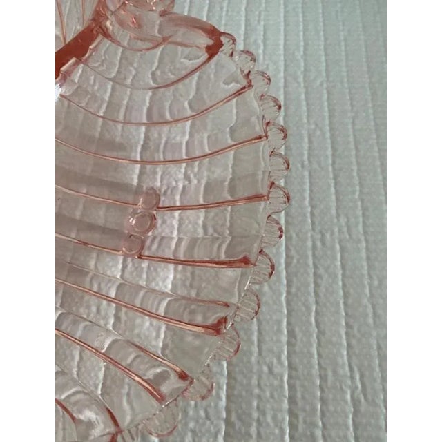 Glass Pink Depression Serving Dish With Handle For Sale - Image 7 of 9