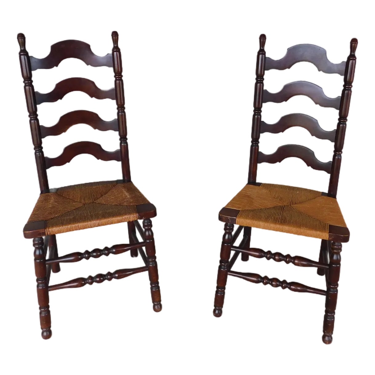 Tell City Chair Co. Cherry Rush Bottom Ladder Back Chairs - A Pair ...
