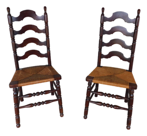 Tell City Chair Co. Cherry Rush Bottom Ladder Back Chairs - A Pair