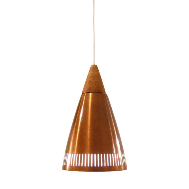 Vintage Danish Cone Lamp in Copper, 1960s For Sale