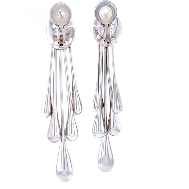 Contemporary Georg Jensen Sterling Silver Multi-Teardrop Earrings by Astrid Fog, A Pair For Sale - Image 3 of 9